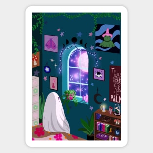 Ghosty with a witchy room Sticker